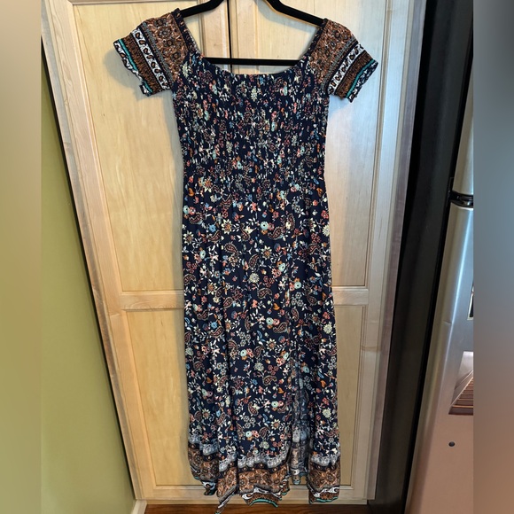 SHEIN Multicolor Floral Smocked Sun Dress With Side Slit - Picture 3 of 11